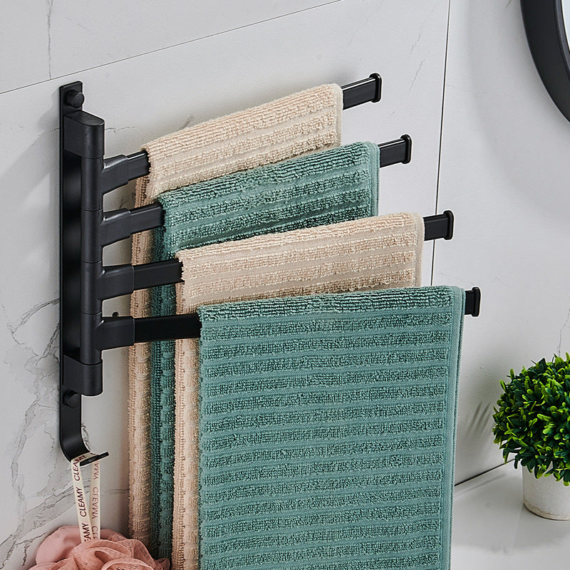 Towelly - Elegant Black Metal 4-Arm Towel Rack