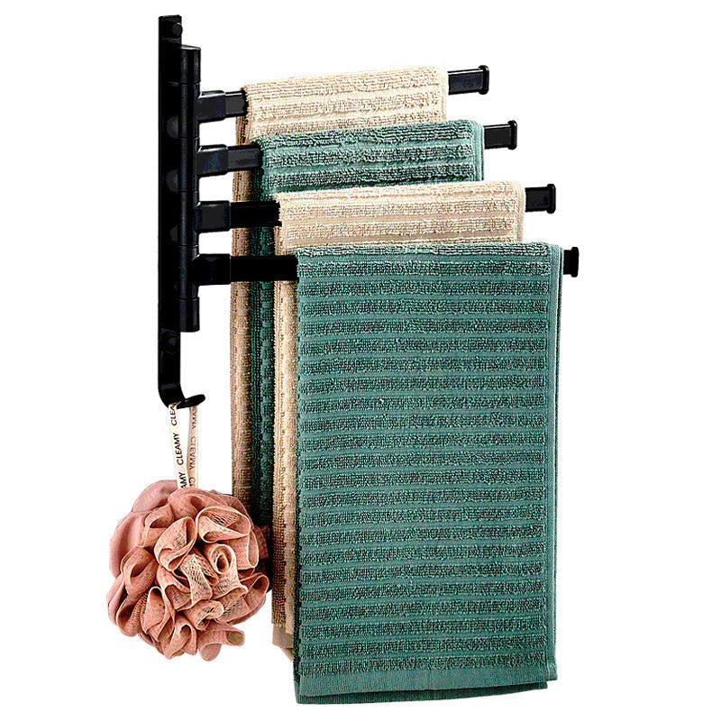 Towelly - Elegant Black Metal 4-Arm Towel Rack
