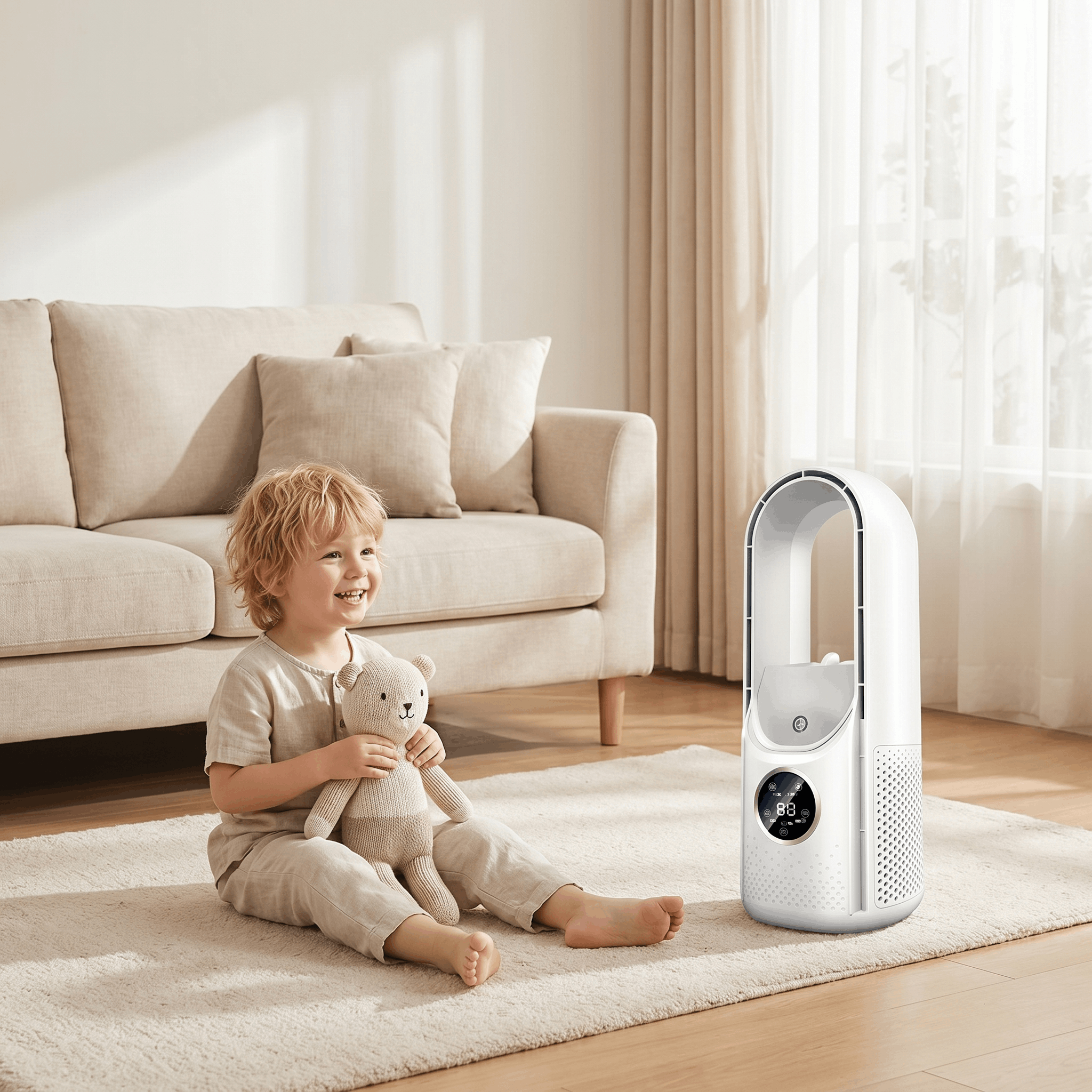 Ventilateur sans Pales 2-en-1 - USB, Écran LED et 6 Vitesses