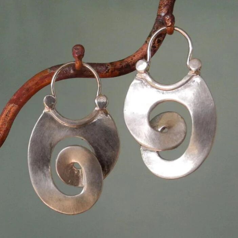 Nayela - Boucles d'oreilles spirale vintage en argent