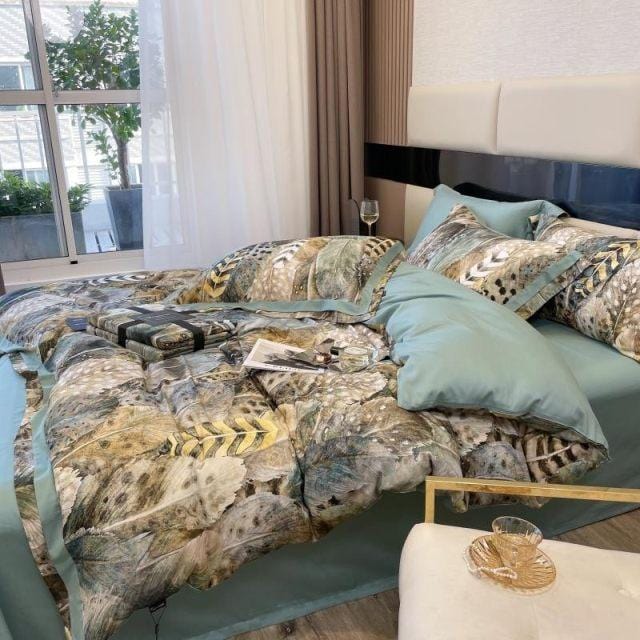 Feather Heathe - 4-Piece Egyptian Cotton Duvet Cover Set