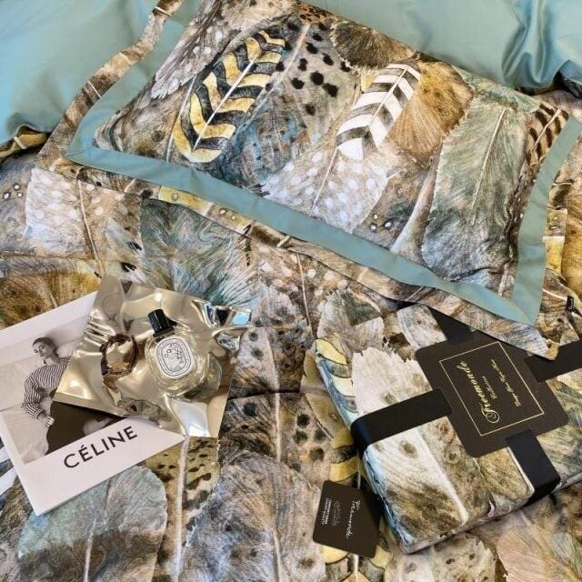 Feather Heathe - 4-Piece Egyptian Cotton Duvet Cover Set