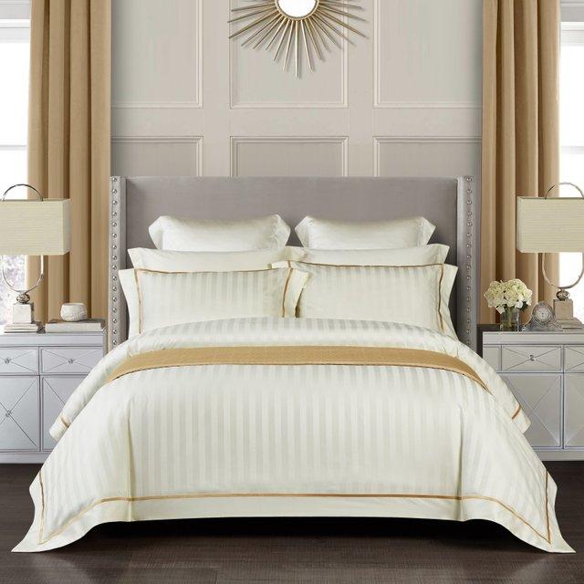 Serenity Cream - Parure de Housse de Couette de Luxe en Coton Égyptien