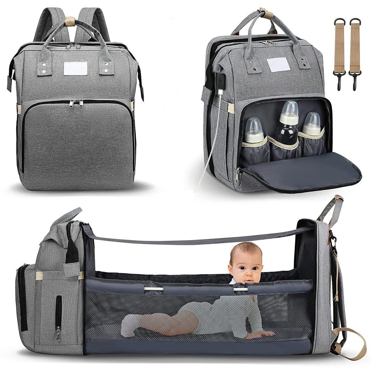 Duonest - 2-in-1 Diaper Bag with Built-In Foldable Baby Bed