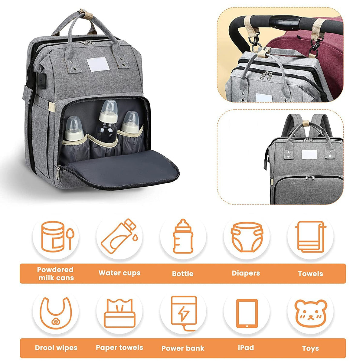 Duonest - 2-in-1 Diaper Bag with Built-In Foldable Baby Bed
