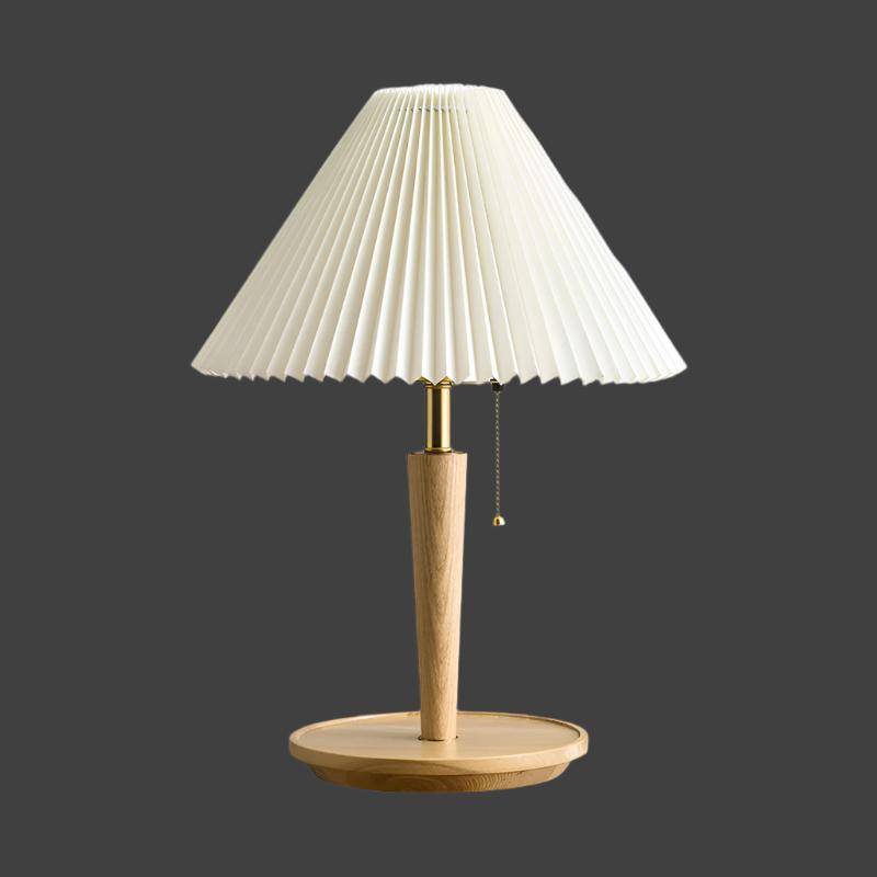 Woodly - Vintage Wood Table Lamp with Pleated Design