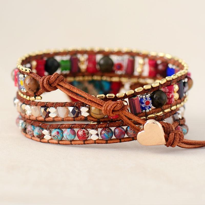 Elyra - Bracelet wrap cœur en jaspe