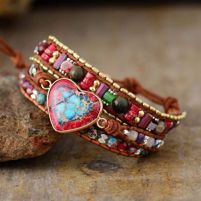 Elyra - Bracelet wrap cœur en jaspe