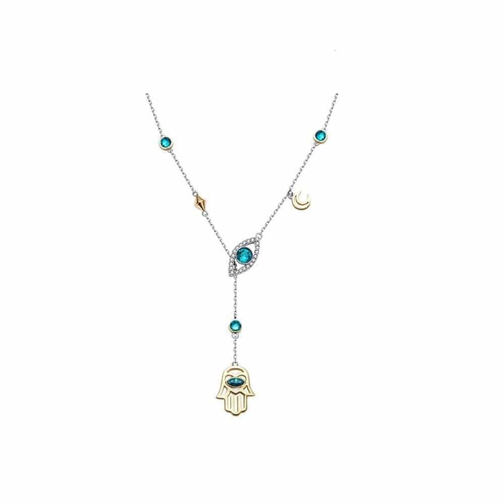 CrystalHamsa - Collier Hamsa argenté