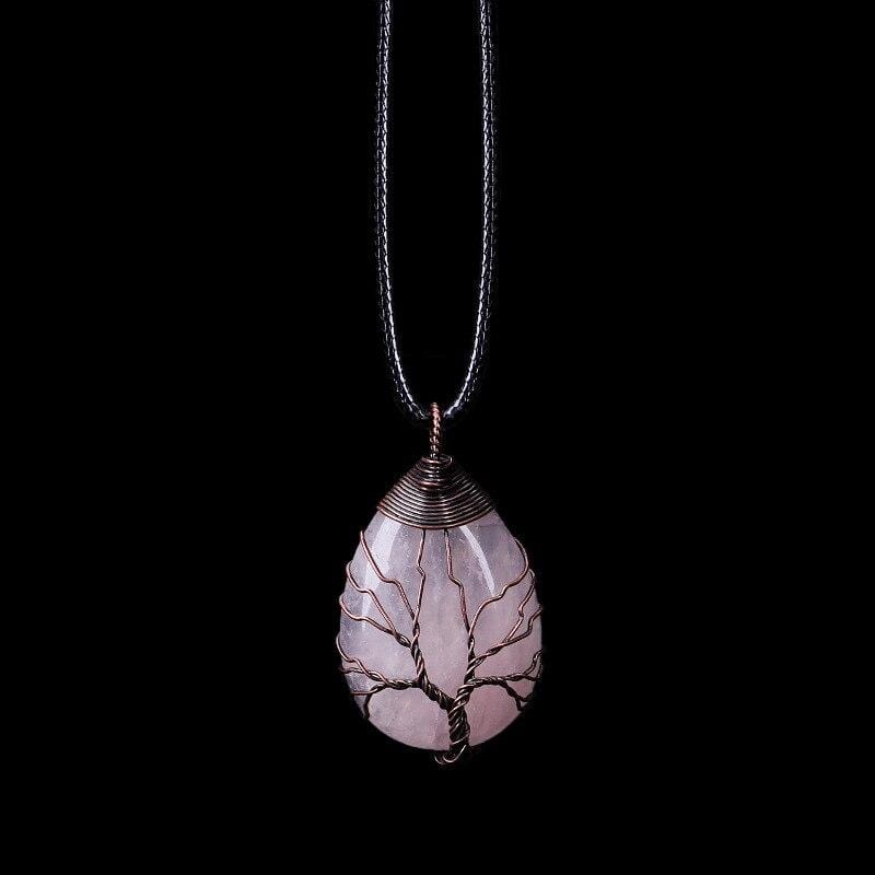 RoseDrop - Collier pendentif en quartz rose