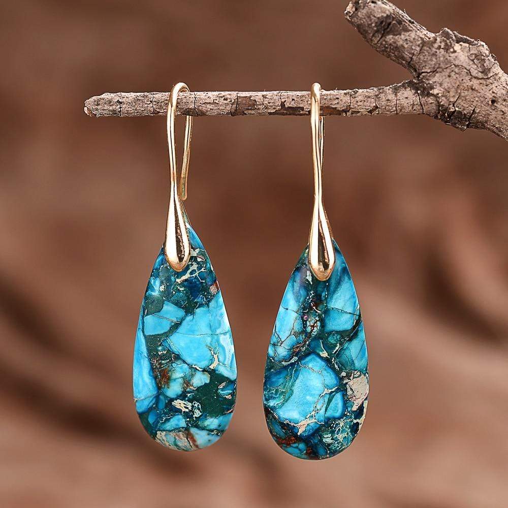 Meliora - Boucles d'oreilles en jaspe bleu