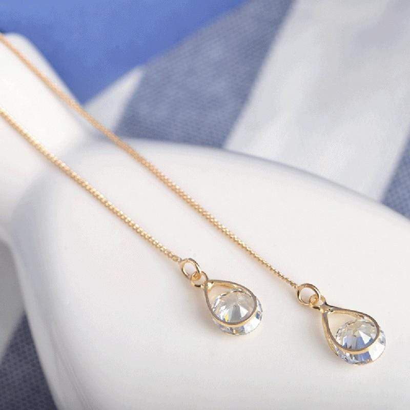 Isalyn - Longues boucles d'oreilles pendantes à strass