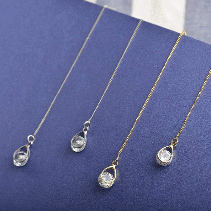 Isalyn - Longues boucles d'oreilles pendantes à strass
