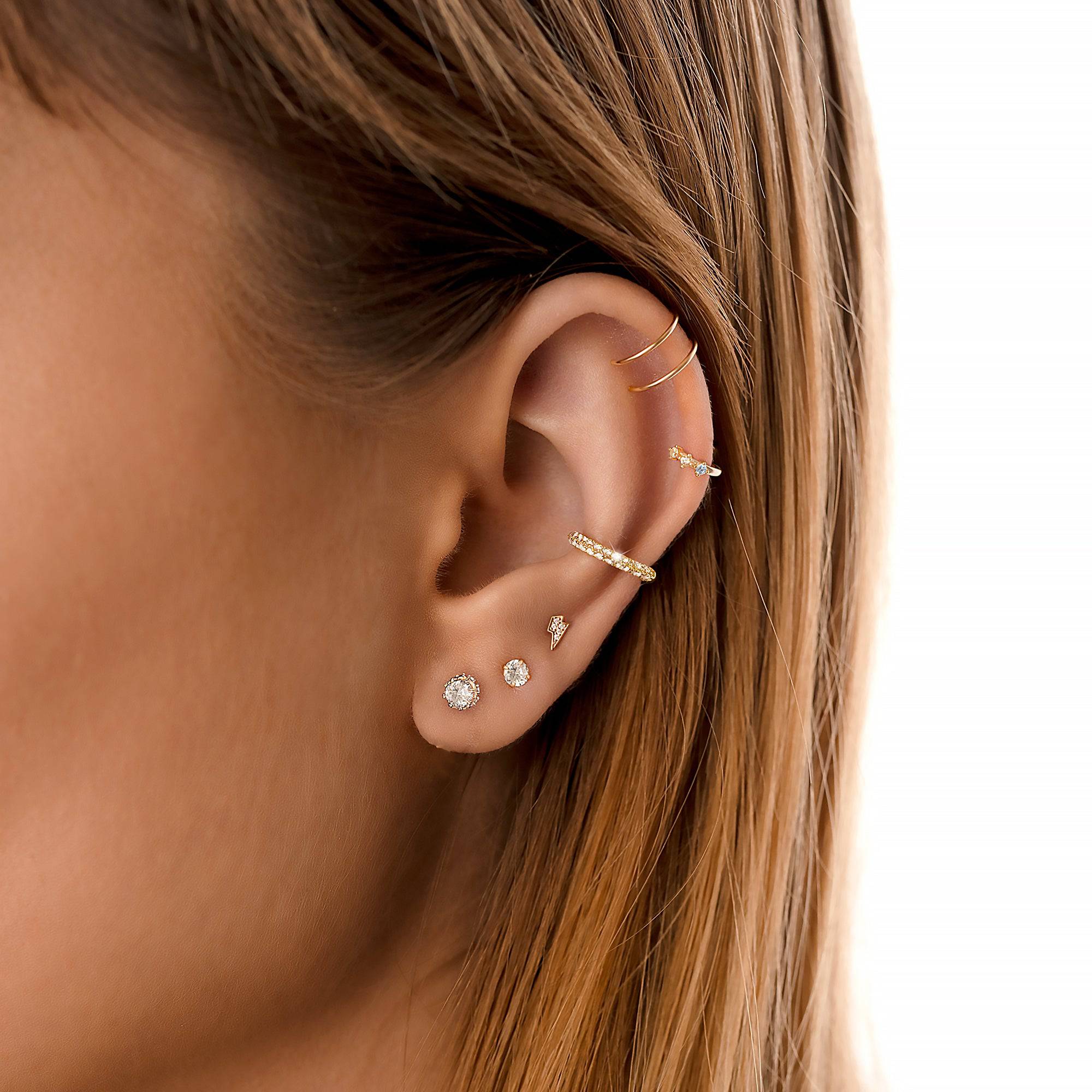 Elina - Puces couronne en zircone, luxe et brillance