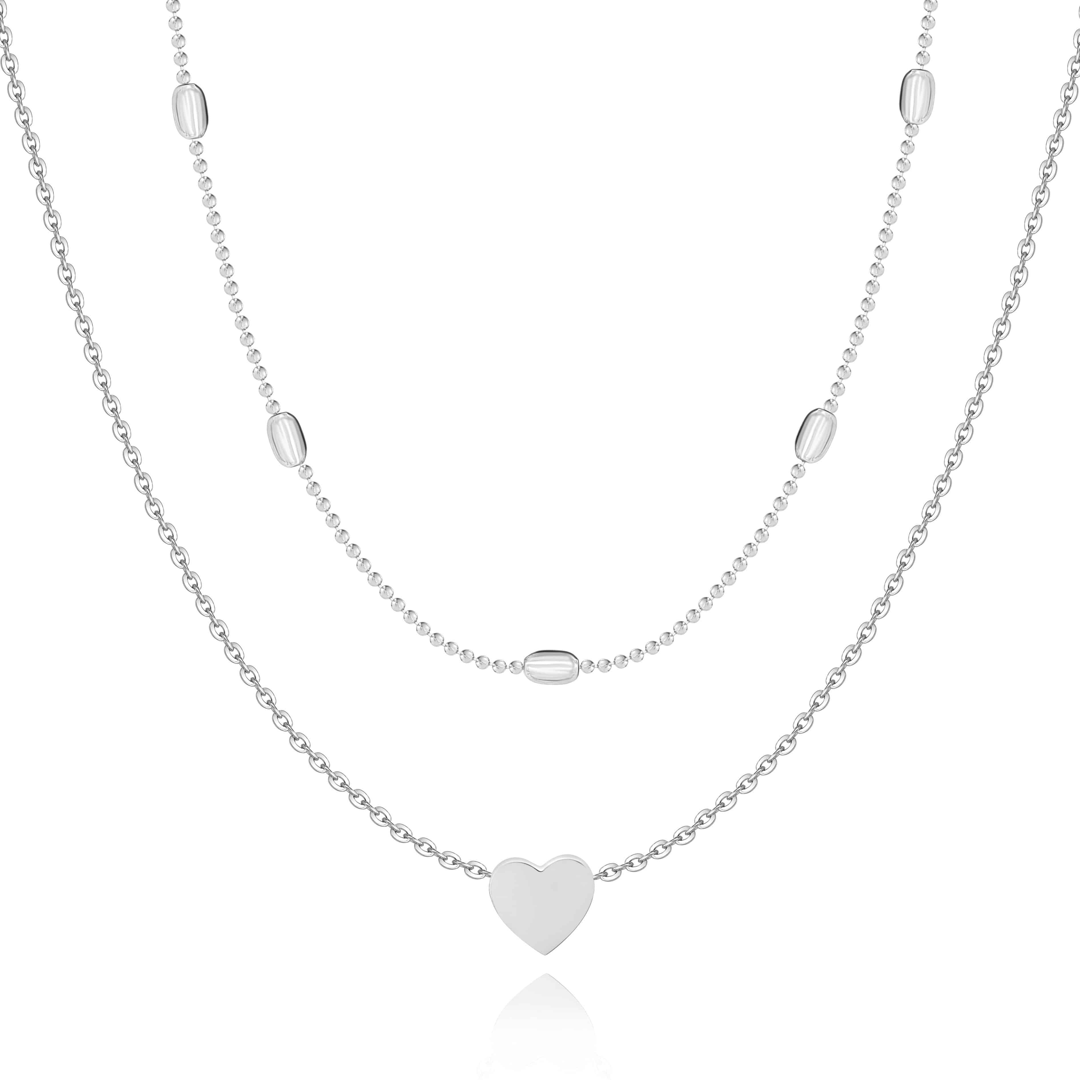 Julia - Collier double cœur en argent 925 romantique