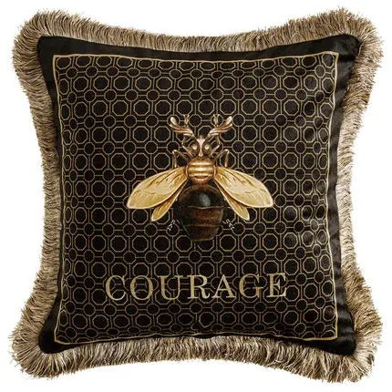CressVelor - Royal Bee Golden Velvet Cushion Cover