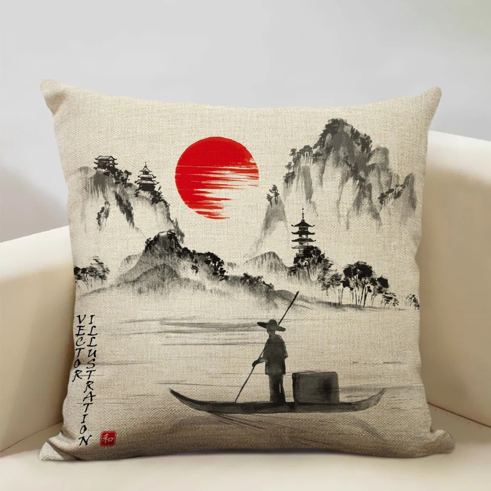 BeauRêve - Japanese Ukiyo-e Mount Fuji Cushion Cover