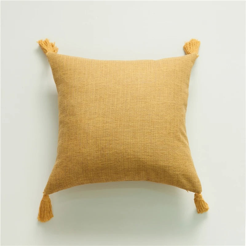 ImperialRest - Elegant Linen Pom-Pom Cushion Cover