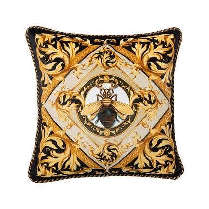 CressVelor - Royal Bee Golden Velvet Cushion Cover