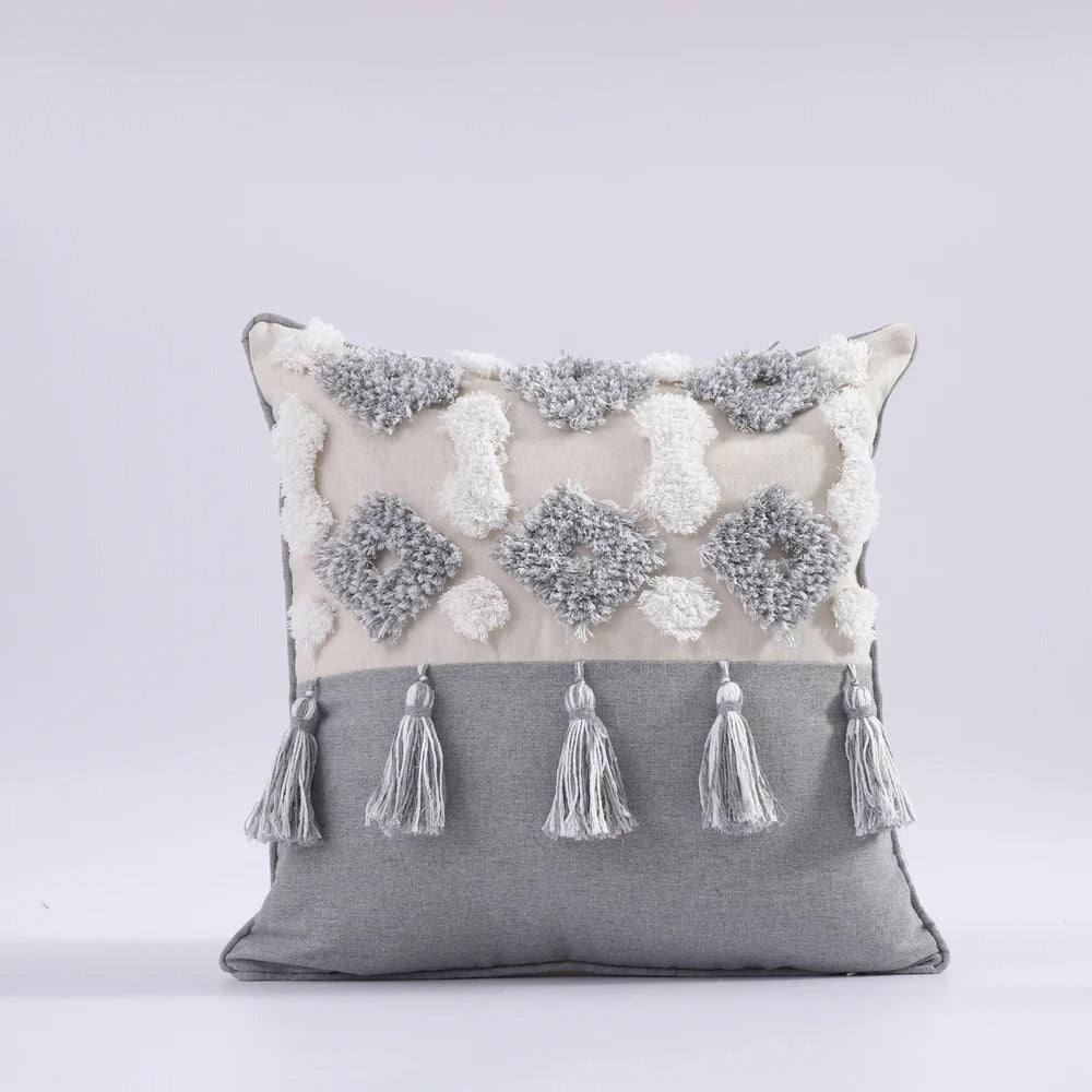 ZulaWeave - Tufted Bohemian Cushion Cover with Moroccan Accents