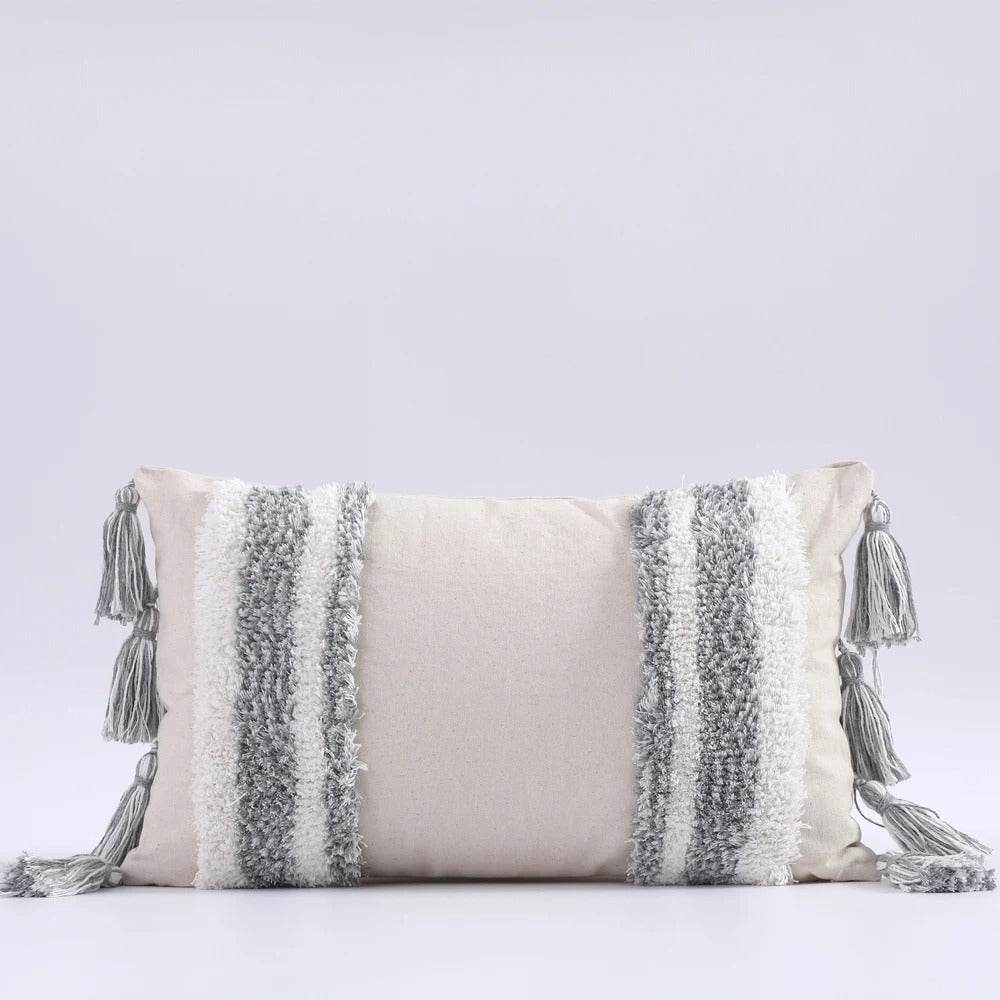 ZulaWeave - Tufted Bohemian Cushion Cover with Moroccan Accents
