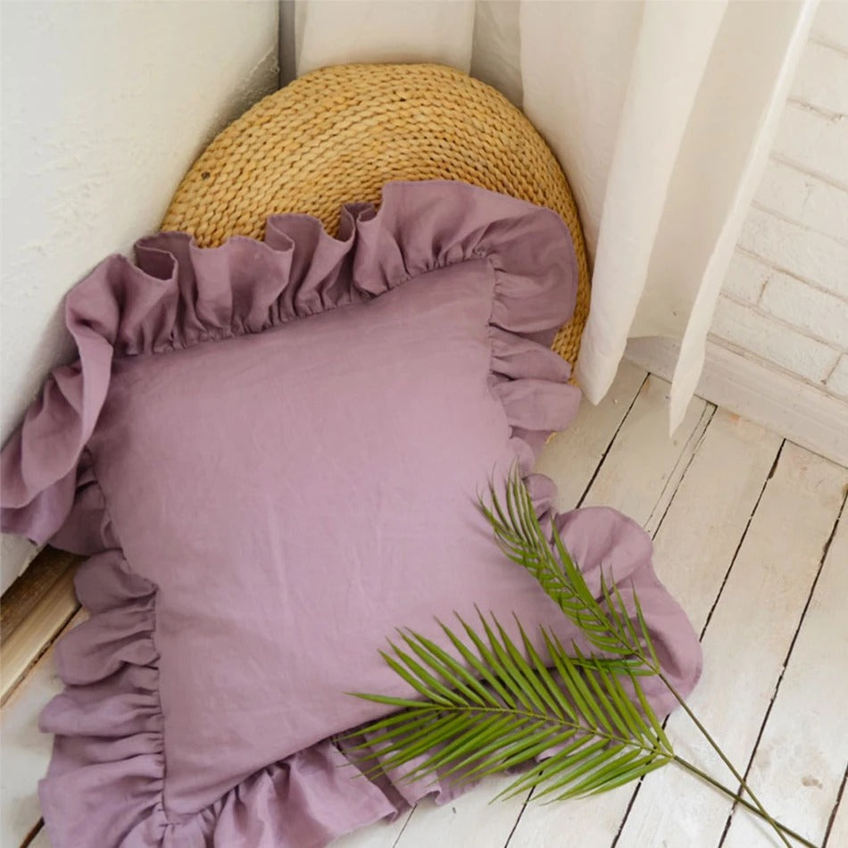 Bellina Linen Elegance - Ruffled Linen Cushion Cover