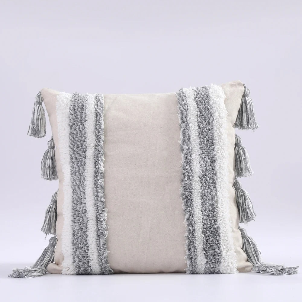 ZulaWeave - Tufted Bohemian Cushion Cover with Moroccan Accents