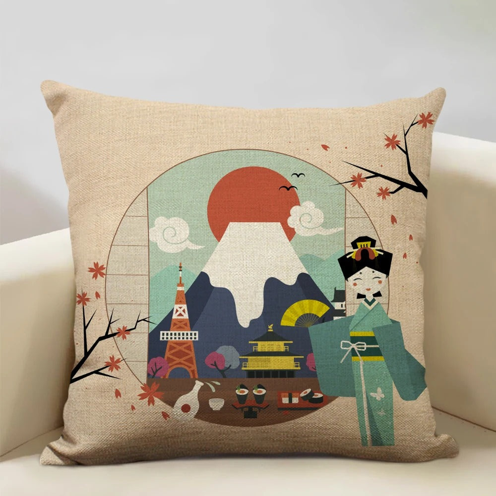 BeauRêve - Japanese Ukiyo-e Mount Fuji Cushion Cover