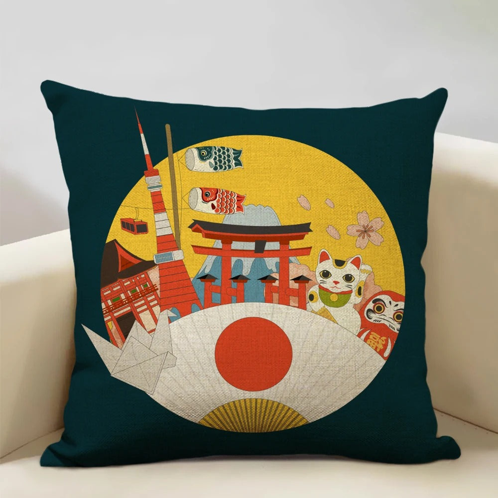 BeauRêve - Japanese Ukiyo-e Mount Fuji Cushion Cover