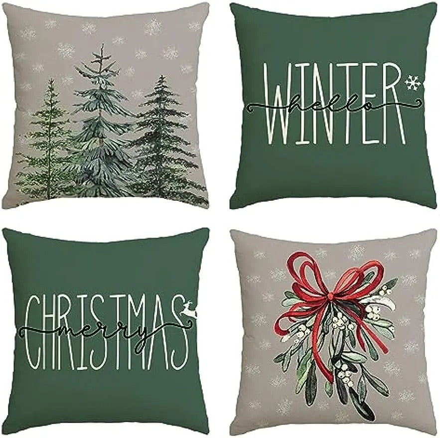 Festive Christmas - Christmas Tree Cushion Cover for Winter Ambience