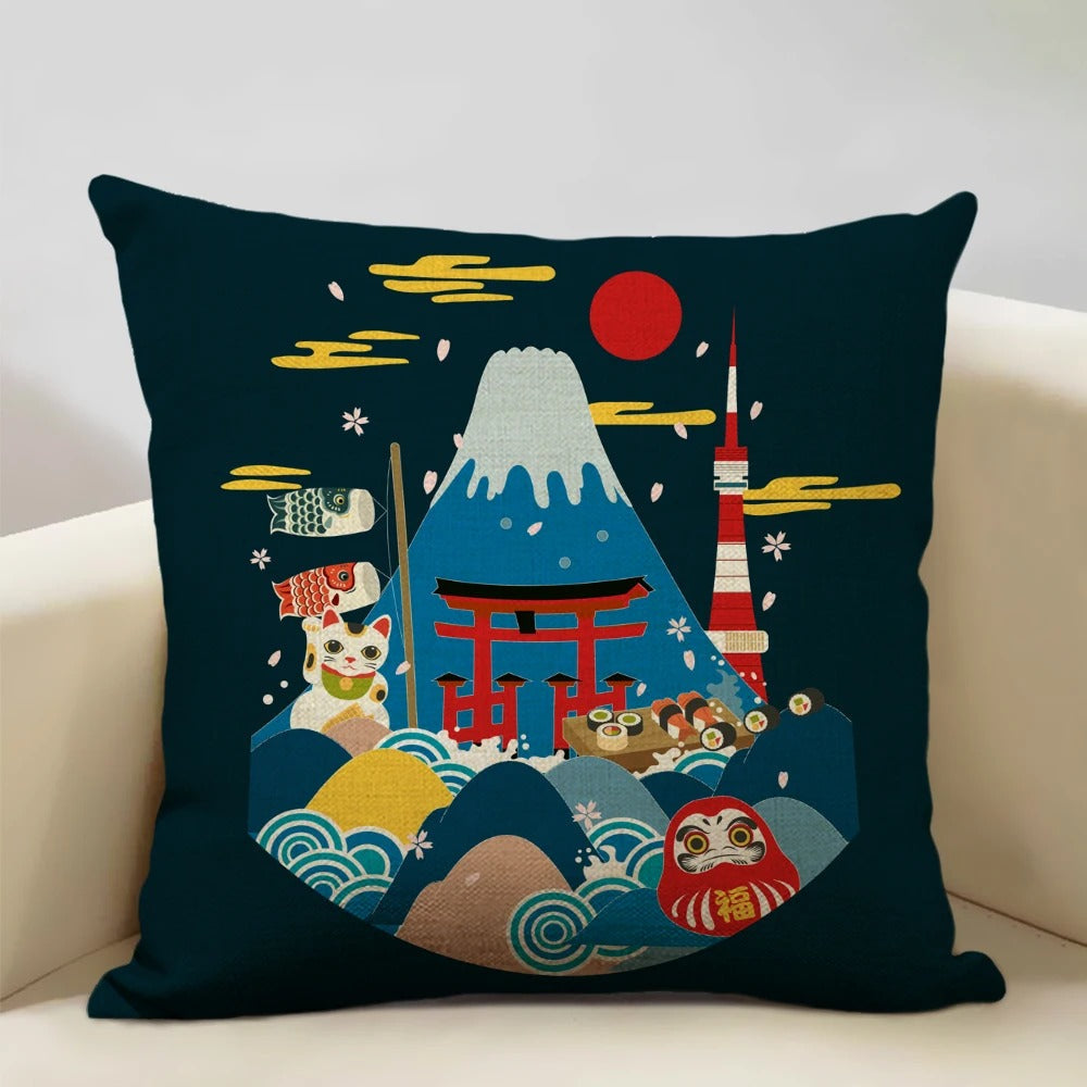 BeauRêve - Japanese Ukiyo-e Mount Fuji Cushion Cover