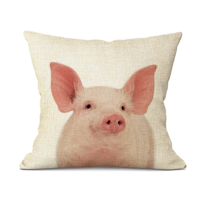 WhimsyWeave - Linen Animal Cushion Cover for Kids' Bedroom