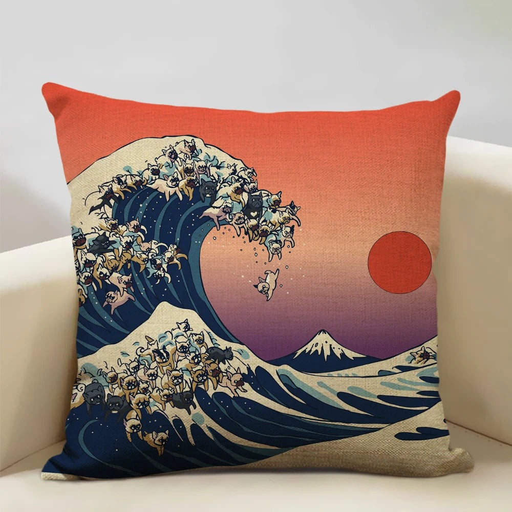BeauRêve - Japanese Ukiyo-e Mount Fuji Cushion Cover