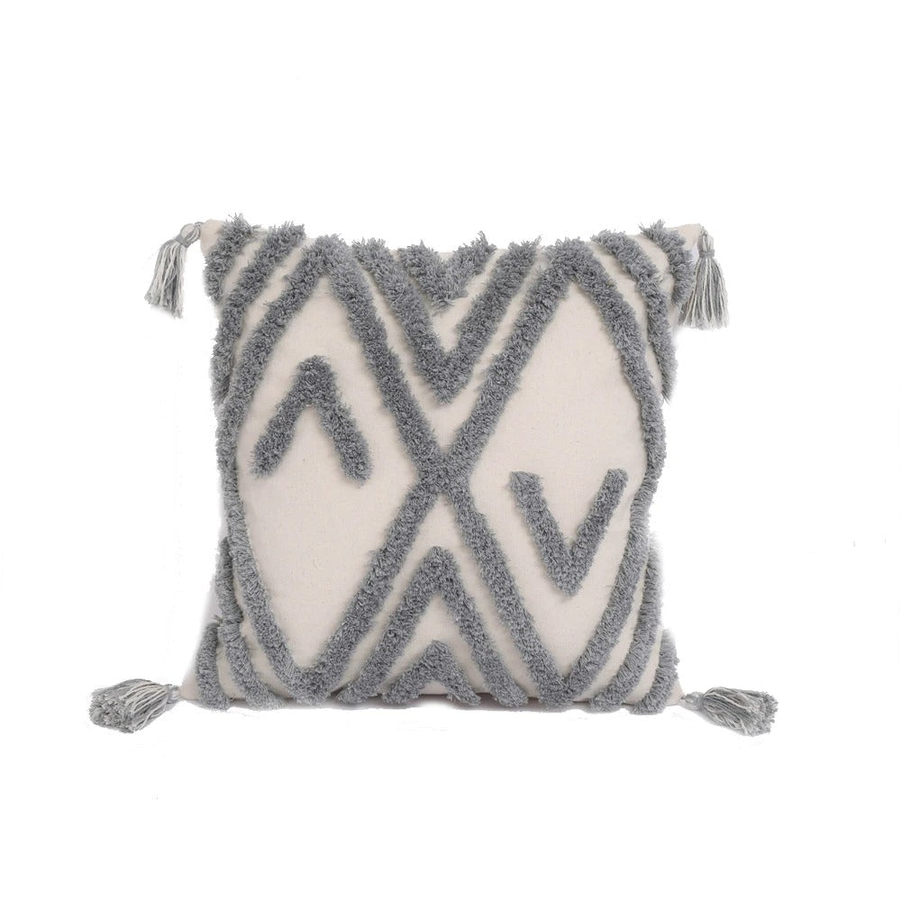 ZulaWeave - Tufted Bohemian Cushion Cover with Moroccan Accents