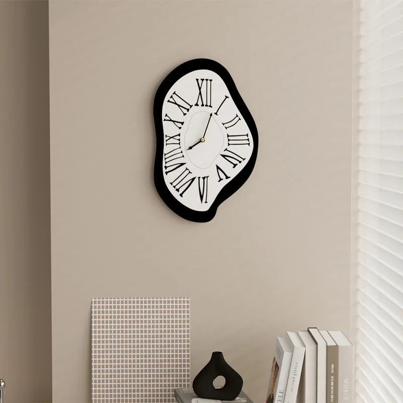 Surreal Wall Clock - Black Artistic Decor with Silent Movement