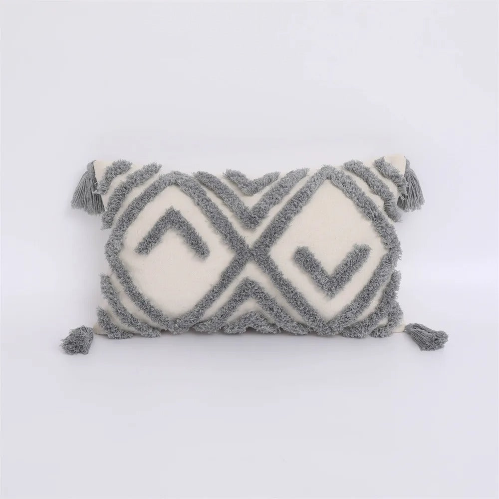 ZulaWeave - Tufted Bohemian Cushion Cover with Moroccan Accents