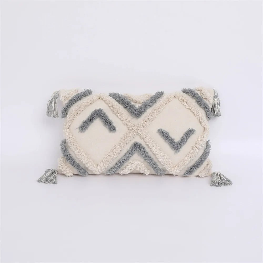 ZulaWeave - Tufted Bohemian Cushion Cover with Moroccan Accents