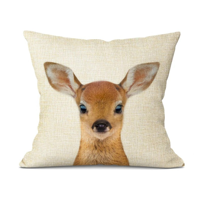 WhimsyWeave - Linen Animal Cushion Cover for Kids' Bedroom
