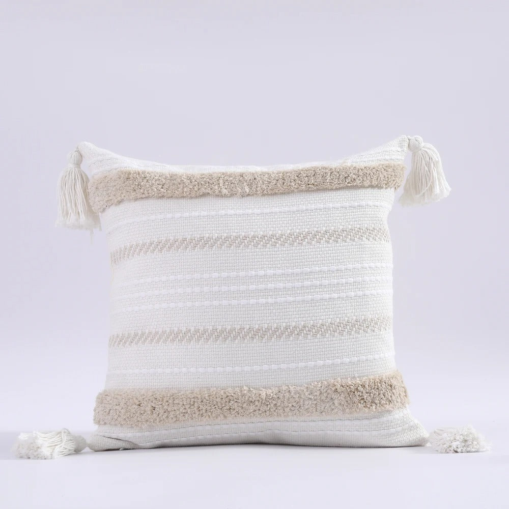 ZulaWeave - Tufted Bohemian Cushion Cover with Moroccan Accents