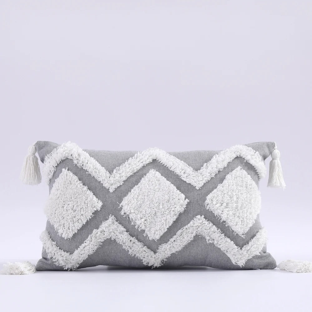 ZulaWeave - Tufted Bohemian Cushion Cover with Moroccan Accents