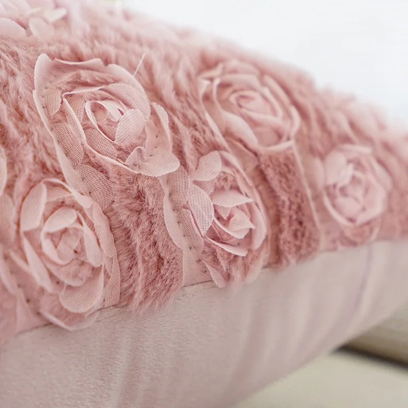 VelourVista - Enchanting Pink Bunny Cushion Cover for a Magical Interior