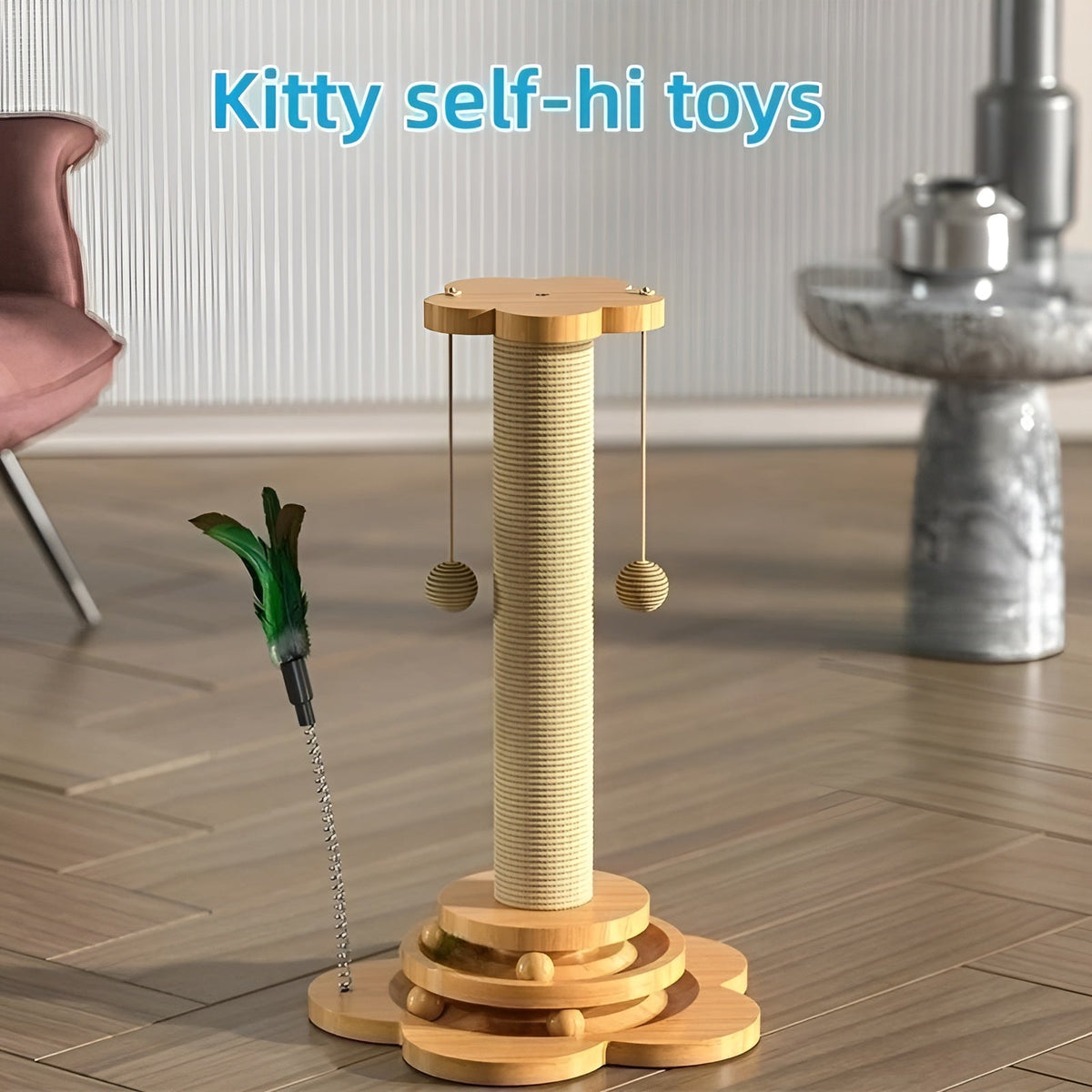 WoodPounce - Elegant Wooden Interactive Cat Toy