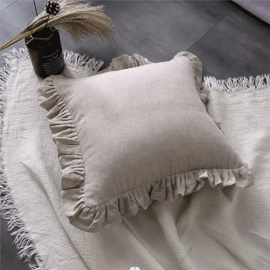 Bellina Linen Elegance - Ruffled Linen Cushion Cover