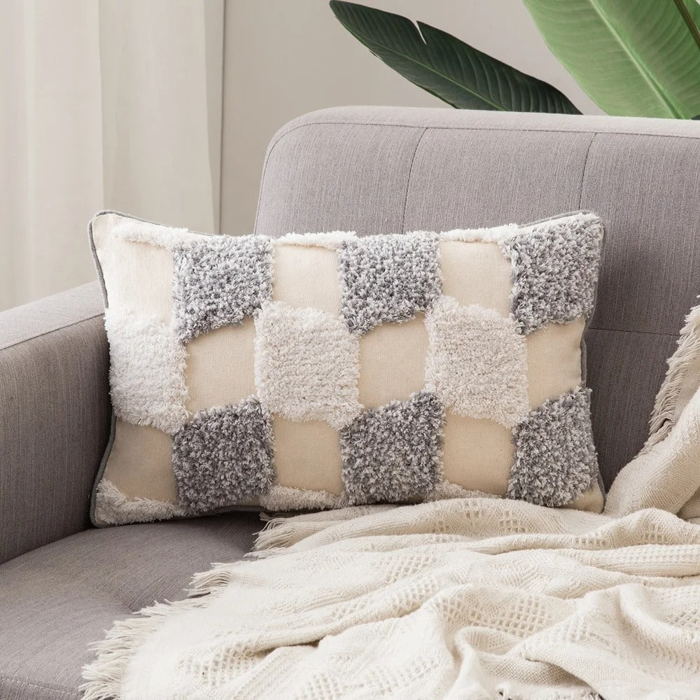 ZulaWeave - Tufted Bohemian Cushion Cover with Moroccan Accents