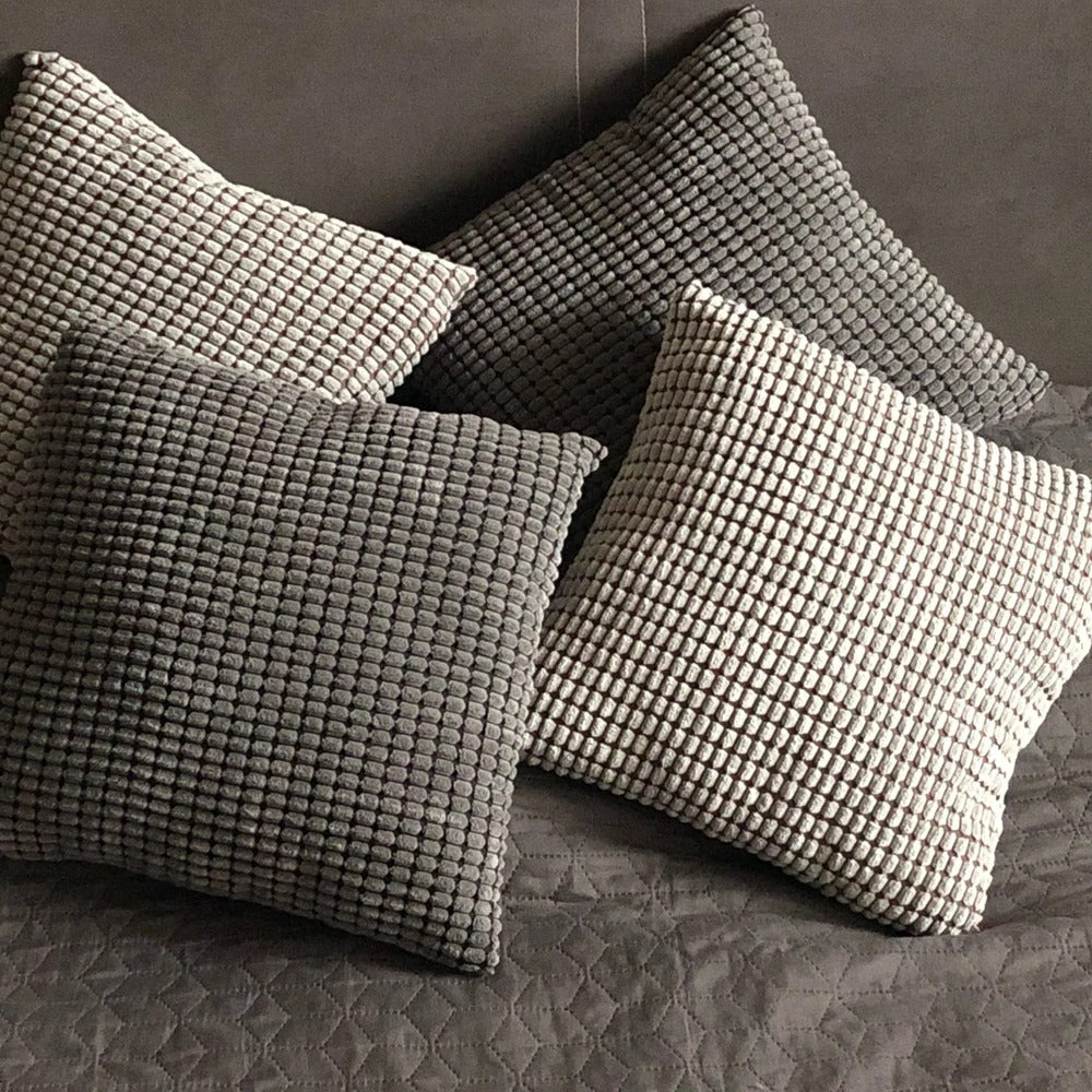 Pluchehome - Corduroy Cushion Cover with Corn Kernel Pattern