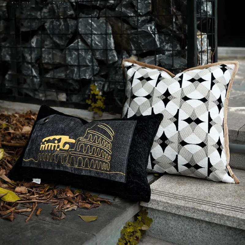 RegalRest - Geometric Cushion Cover for Modern Sofas