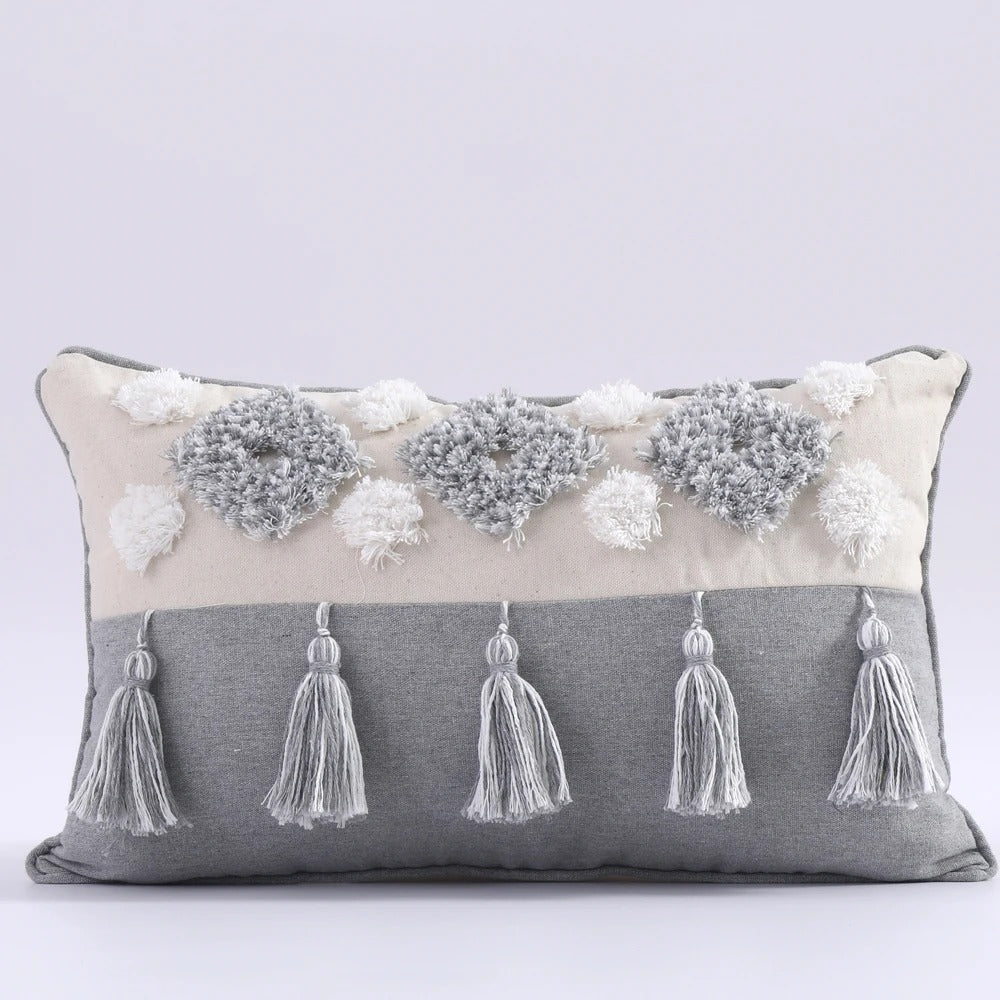 ZulaWeave - Tufted Bohemian Cushion Cover with Moroccan Accents