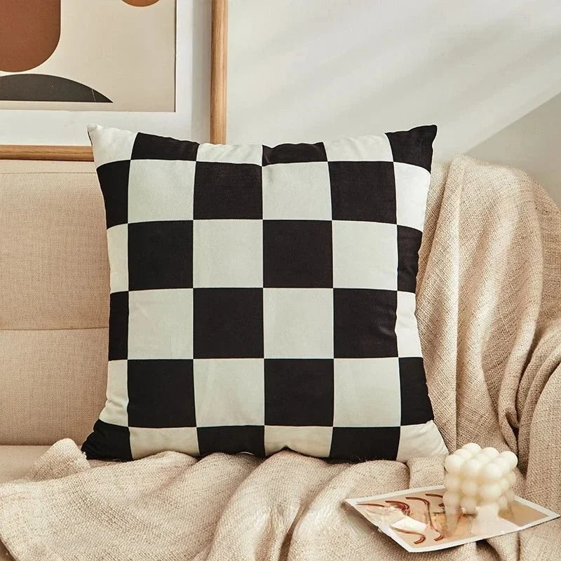 YonderWeave - Checkered Cushion Cover for an Elegant Interior