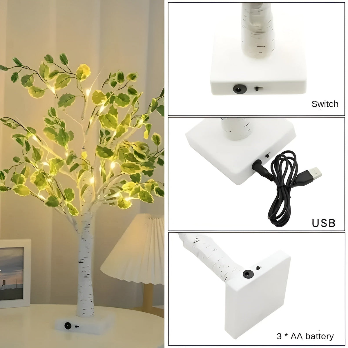 Yorwood - Warm White LED Tree Table Lamp