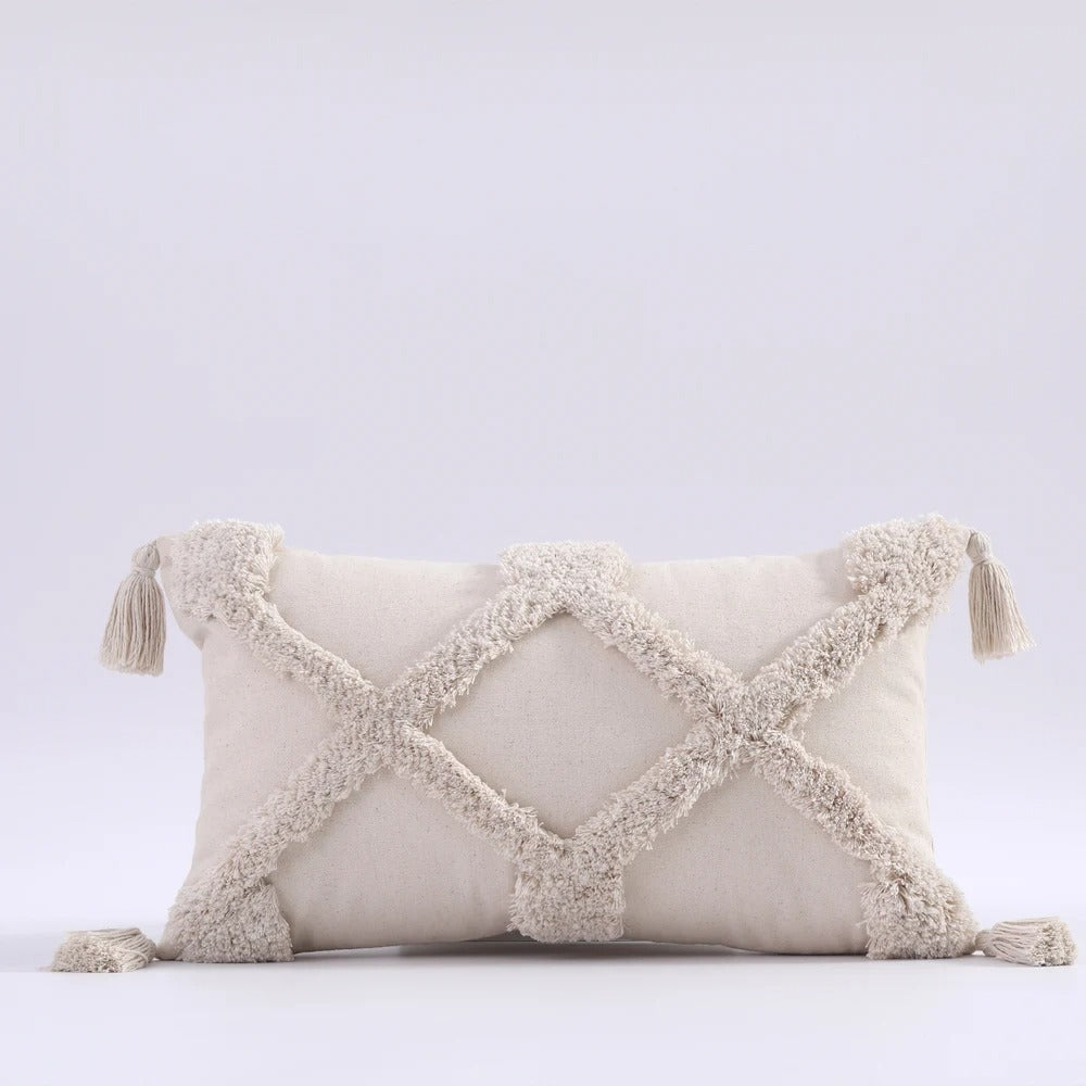 ZulaWeave - Tufted Bohemian Cushion Cover with Moroccan Accents